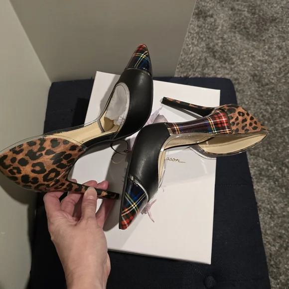 Jessica Simpson Women's Plaid and Leopard Heels - Picture 5 of 7
